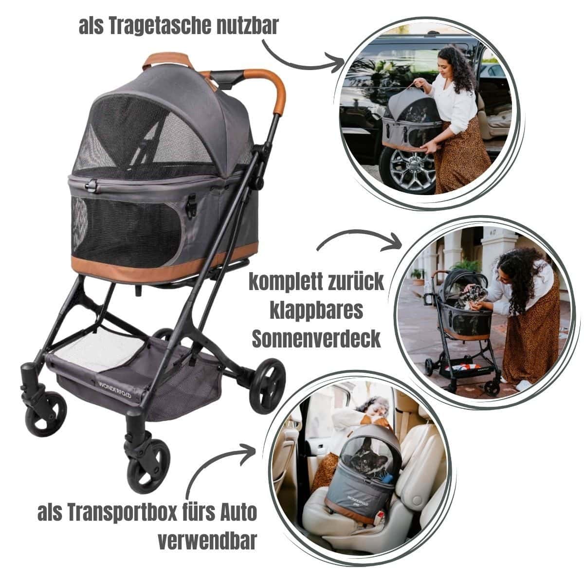 Wonderfold P2 Hundebuggy Graphitgrau