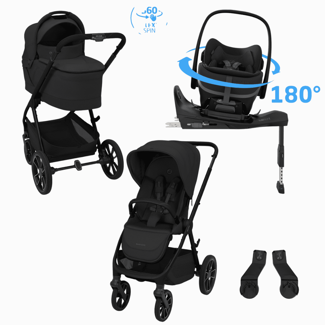 Maxi Cosi Oxford + 5in1 Kinderwagen-Set Onyx Black inkl. Babyschale Onyx Black und Base