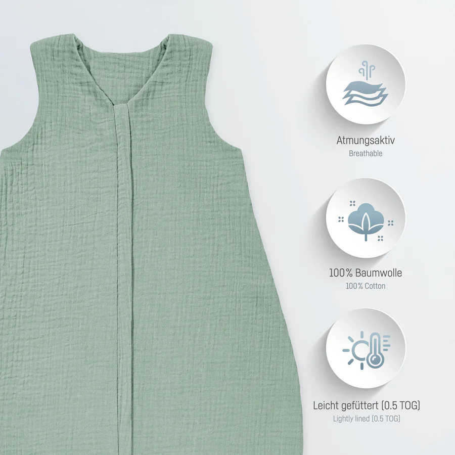 Zöllner Musselin Sommerschlafsack Gr. 90 - Grün