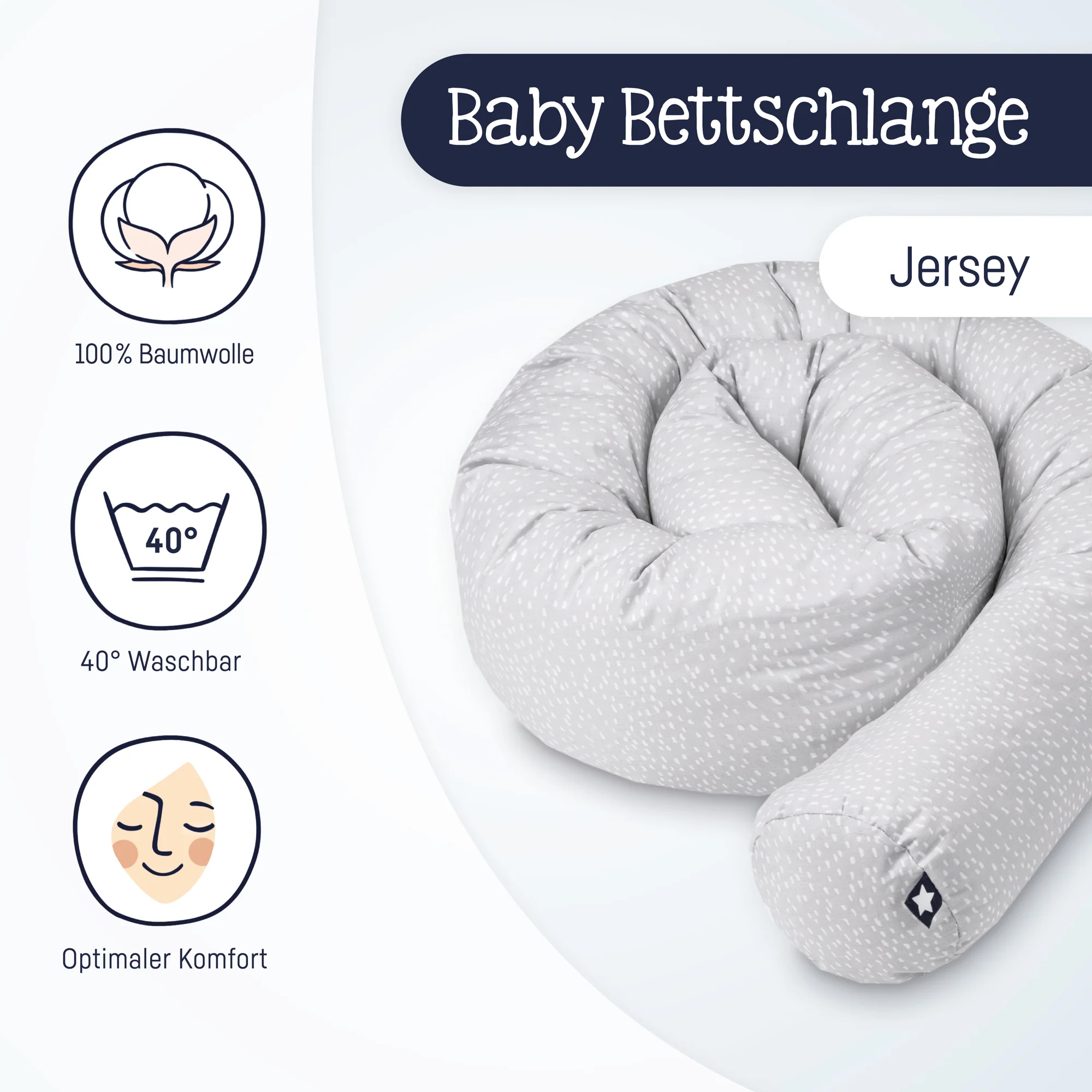 personalisierte Bettschlange Jersey Cotton 180cm mit Namen - Zöllner