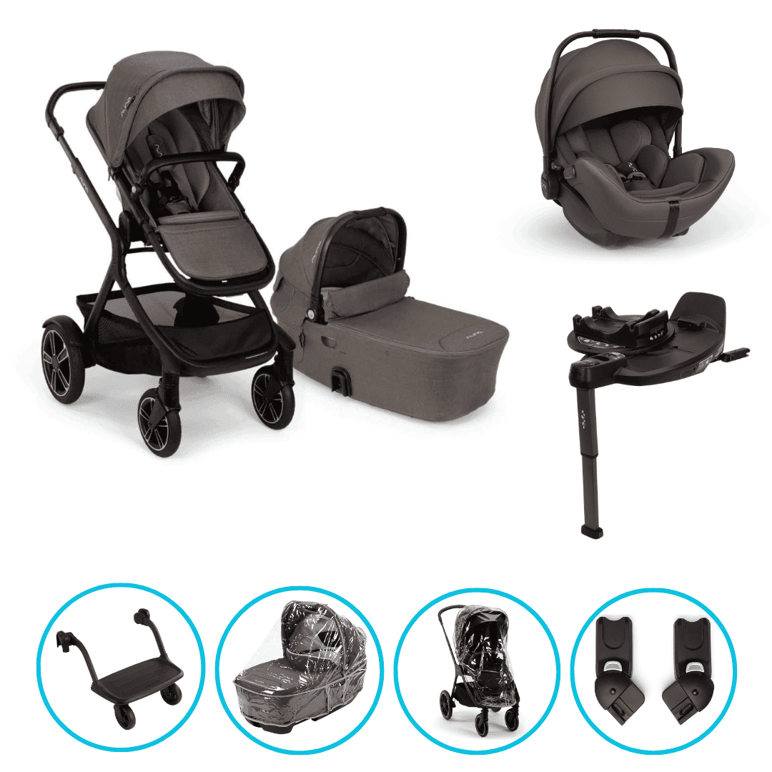 Nuna DEMI Next 4in1 Kinderwagen Set Thunder inkl. Arra Flex Thunder, Base Curv und Rider Board