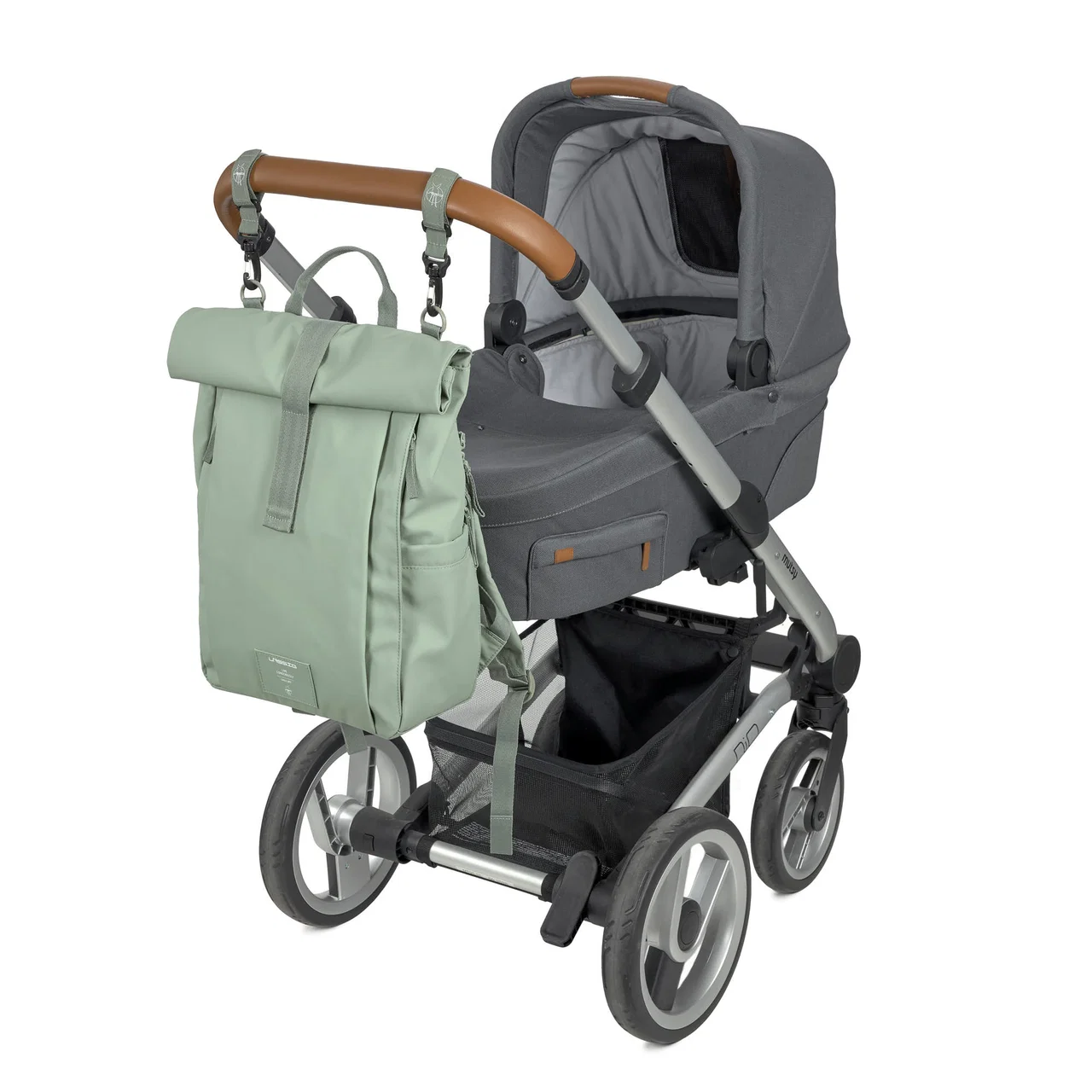 Lässig Wickelrucksack - Rolltop Backpack Silbergrün