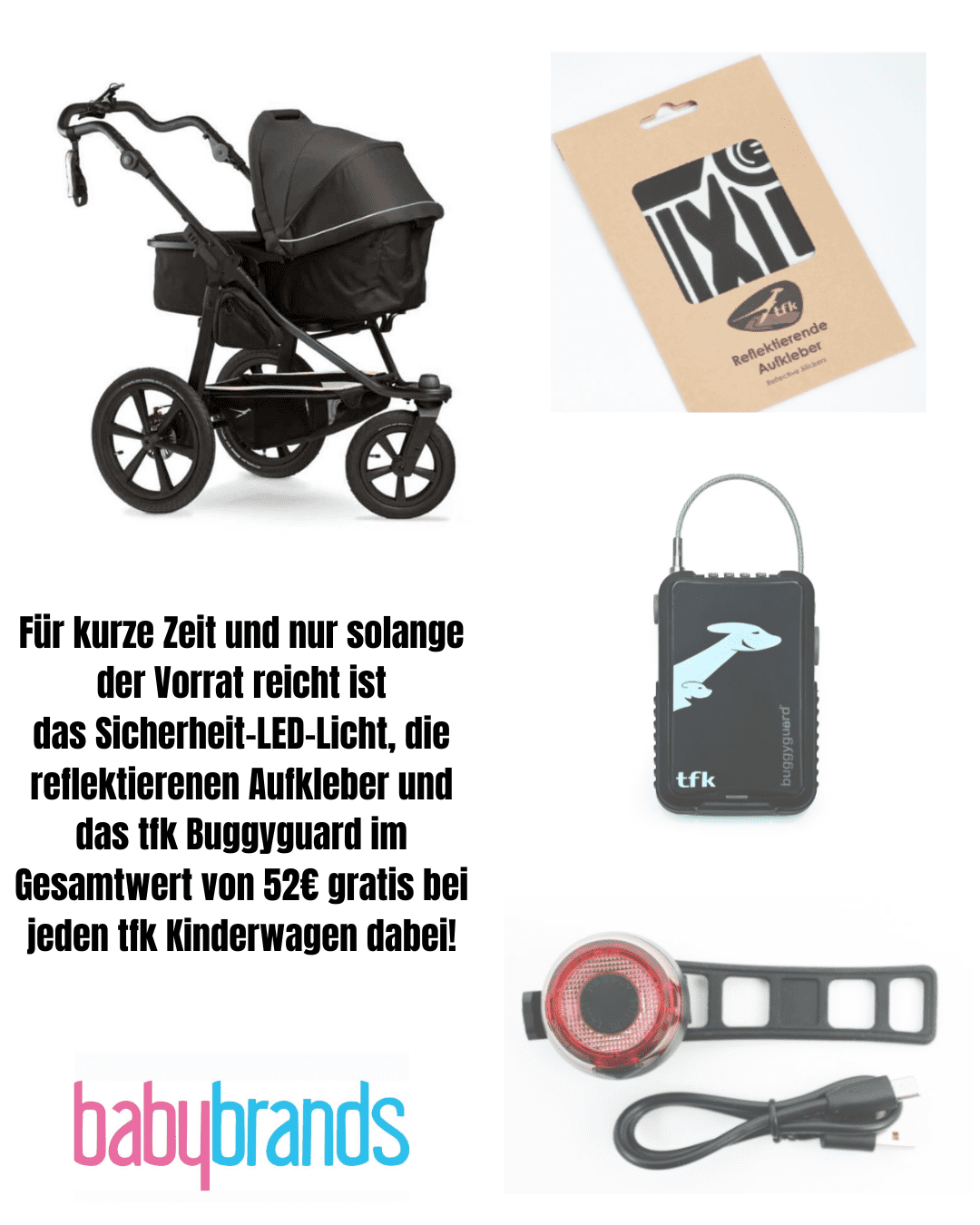TFK Pro - Kombikinderwagen (inkl. Sicherheitskit bis zum 31.07.2025) - anthrazit mit roten highlights