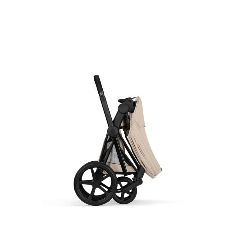 Cybex Priam Komfort Kinderwagen Set 4in1 Matt Black / Cozy Beige inkl. Cloud T Plus Cozy Beige und Base T
