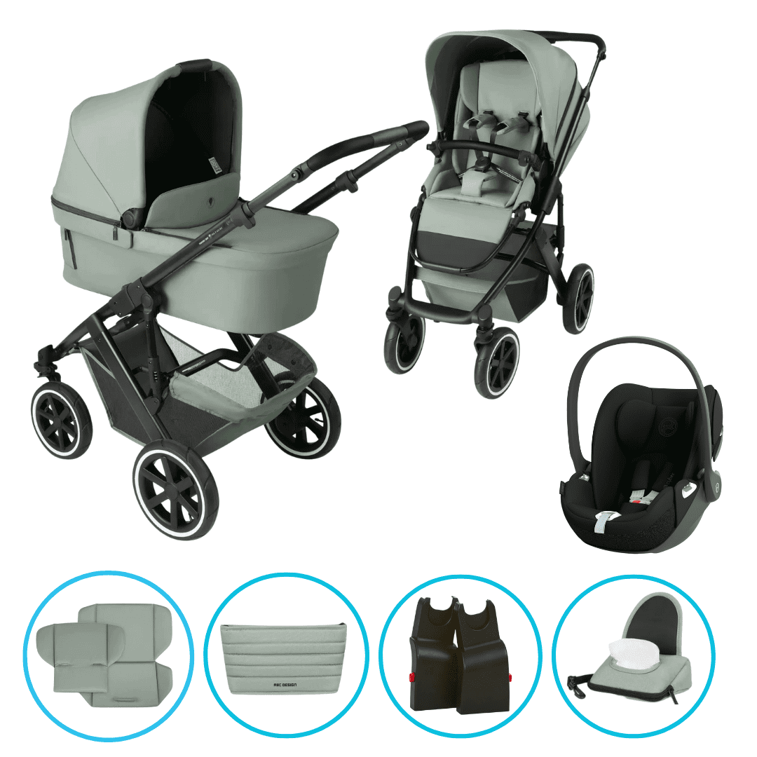 ABC Design Salsa 5 Air 3in1 Kinderwagen Set Pine inkl. Cybex Cloud T i-Size Sepia Black, ABC Design Adapter & gratis Zubehör