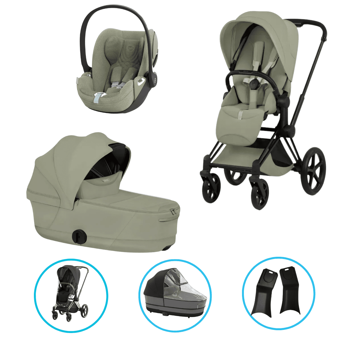  Cybex Priam Style Kinderwagen Set 6in1 Matt Black / Sage Green inkl. Cloud T Plus Sage Green