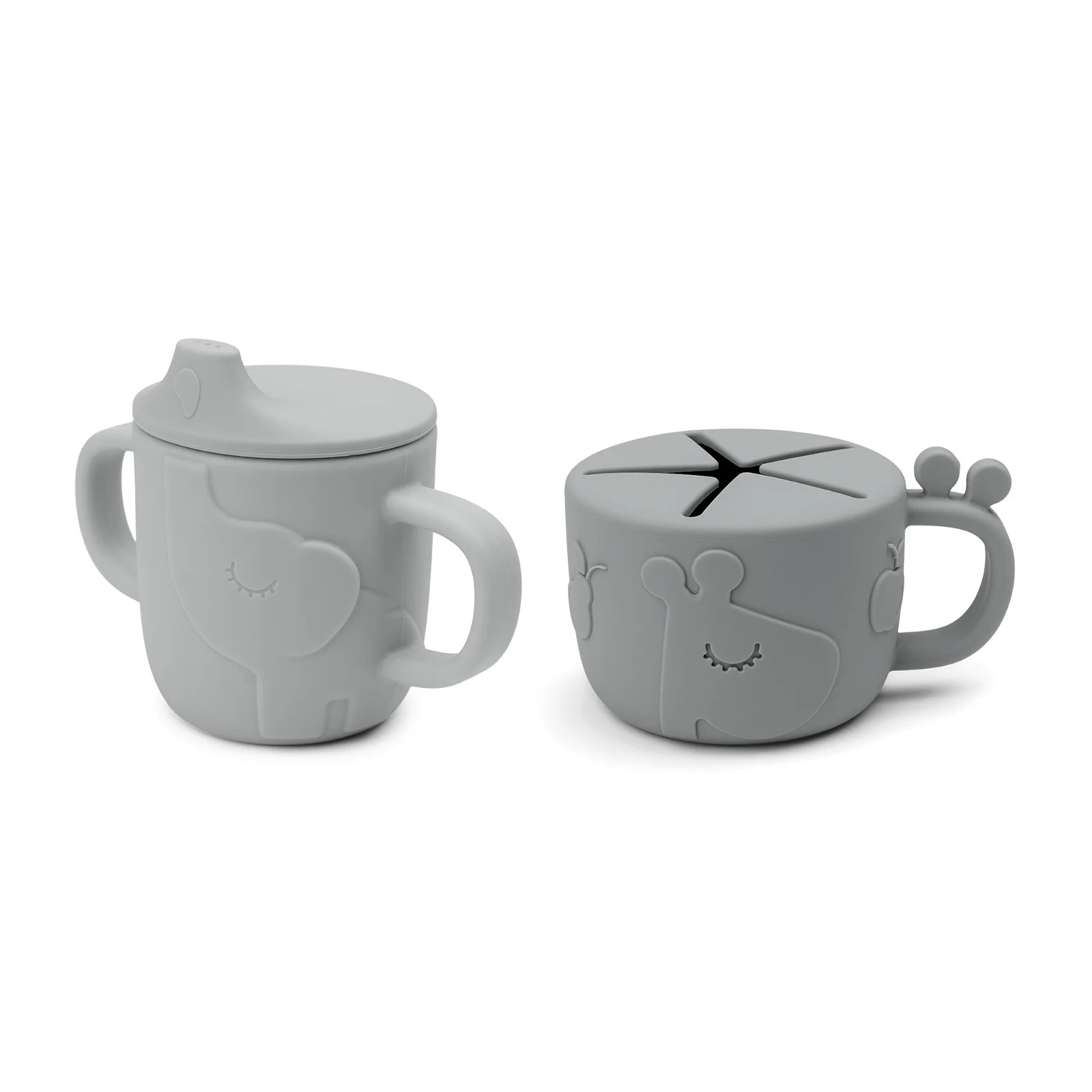 Done by Deer - Peekaboo Snack & Trinkbecher Set Grey Done by Deer - Peekaboo Snack & Trinkbecher Set Grey