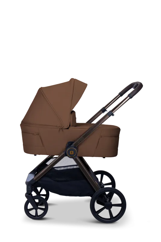 Moon STYLO 5in1 Kombikinderwagen-Set Cognac inkl. Wickeltasche, Regenverdeck und Adaptern