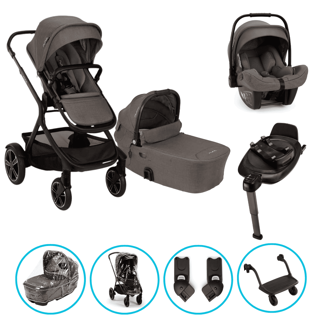 Nuna DEMI Next 4in1 Kinderwagen Set Thunder inkl. Pipa Next Thunder, Base Next und Riderboard