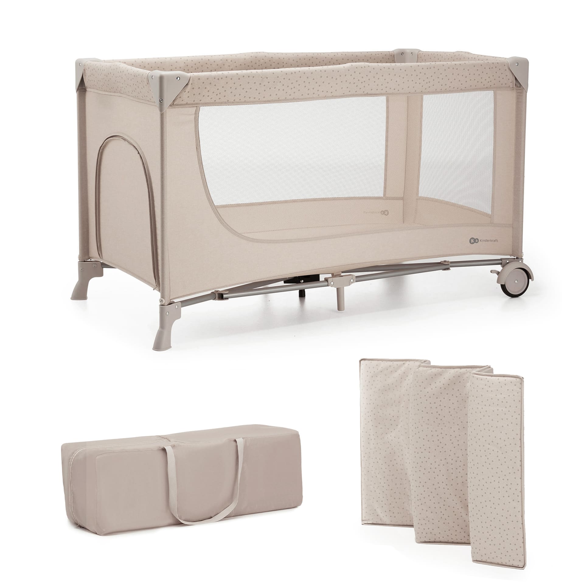 Kinderkraft Reisebett 3in1 JOY 2 Beige inkl. Wickelauflage und Zubehör Kinderkraft Reisebett 3in1 JOY 2 Beige inkl. Wickelauflage und Zubehör