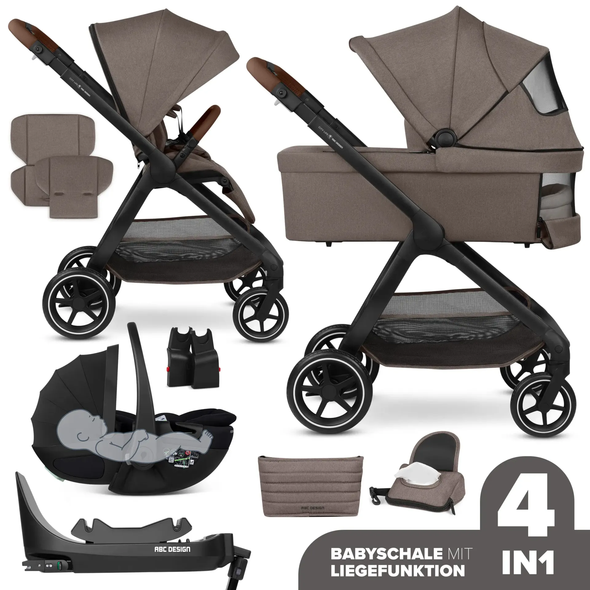 ABC Design City Life 4in1 Kinderwagen Set inkl. Isofix Base Root