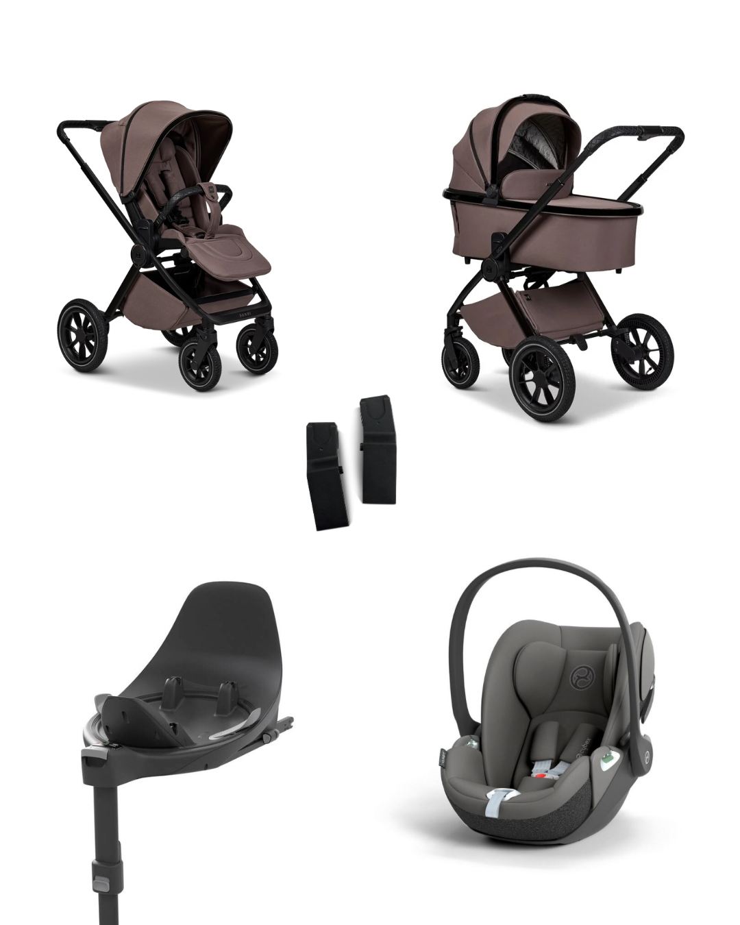 Moon GIO+ 2025 4in1 Set inkl. Cybex Cloud T i-Size Babyschale, Cybex Base T und Moon Adapter für GIO+ 2025 Tonka/Mirage Grey