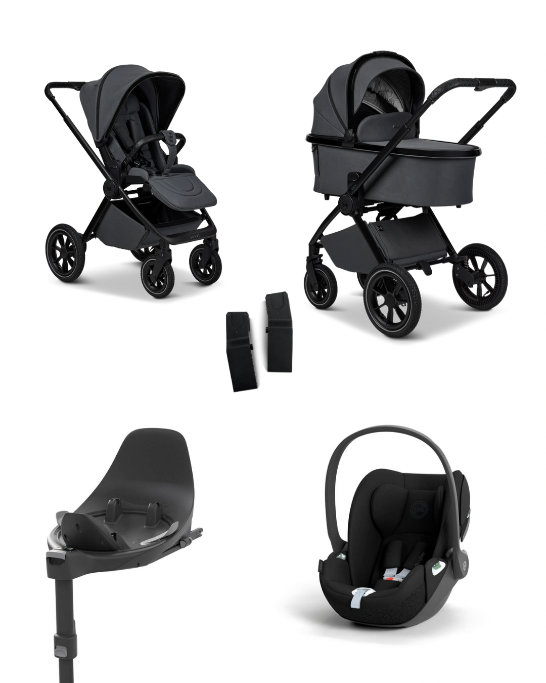 Moon GIO+ 2025 4in1 Set inkl. Cybex Cloud T i-Size Babyschale, Cybex Base T und Moon Adapter für GIO+ 2025 Anthra/Sepia Black