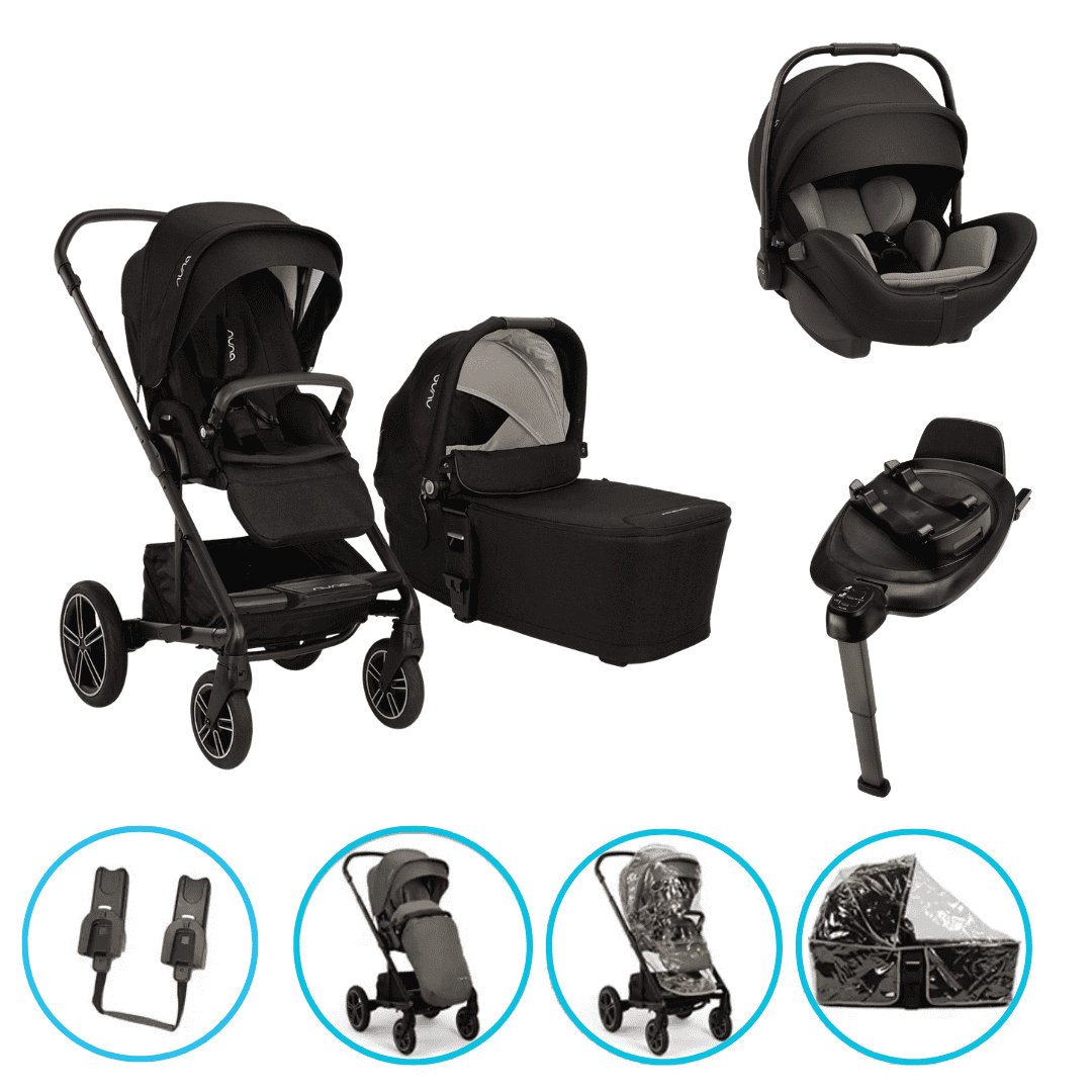 Nuna MIXX next 4in1 Kinderwagen Set Caviar inkl. Arra flex Caviar, Base Next & gratis Zubehör