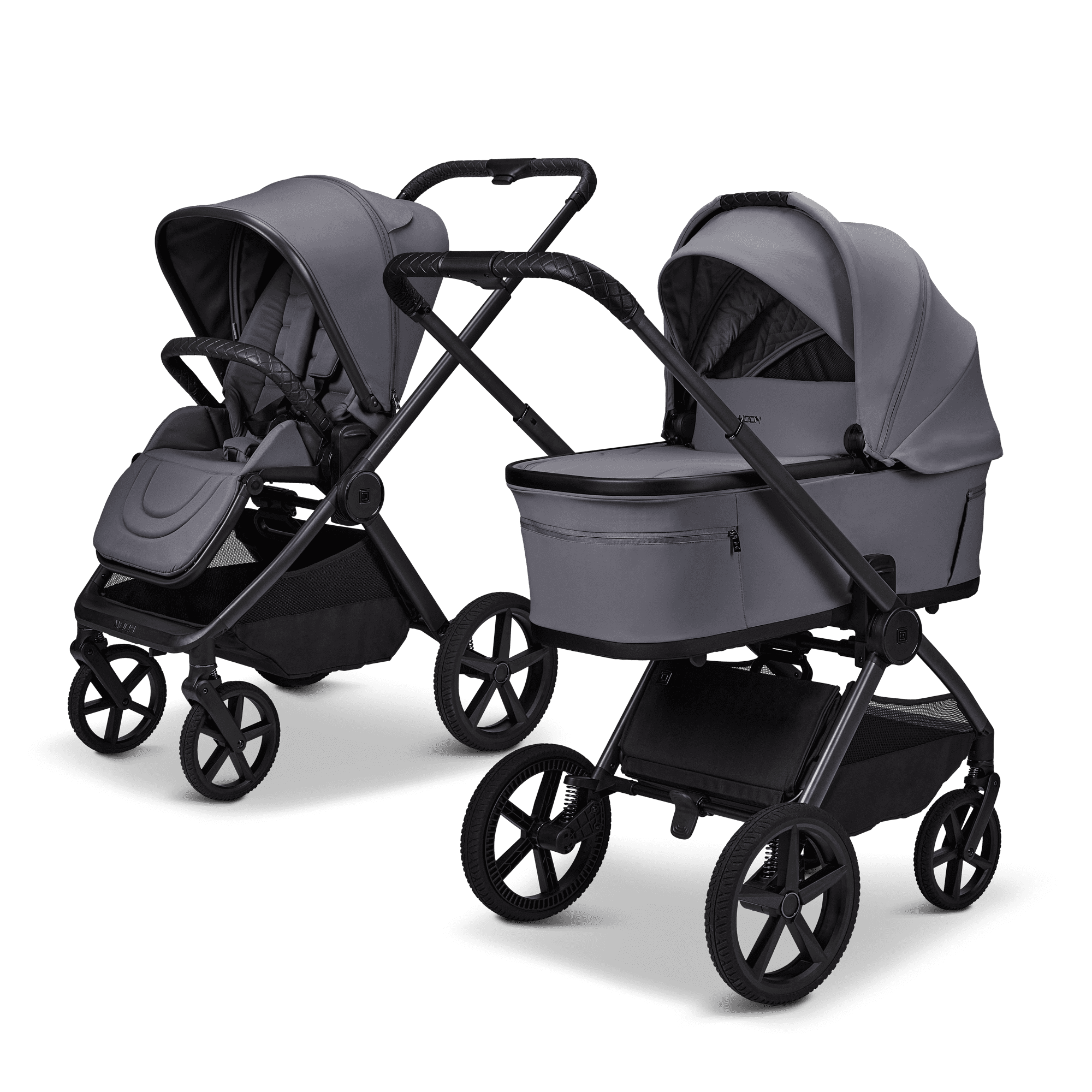 Moon GIO Fold 3in 1 Kombikinderwagen Graphite mit Babyschale Cosmo 2.0 und Lightweight-Rädern