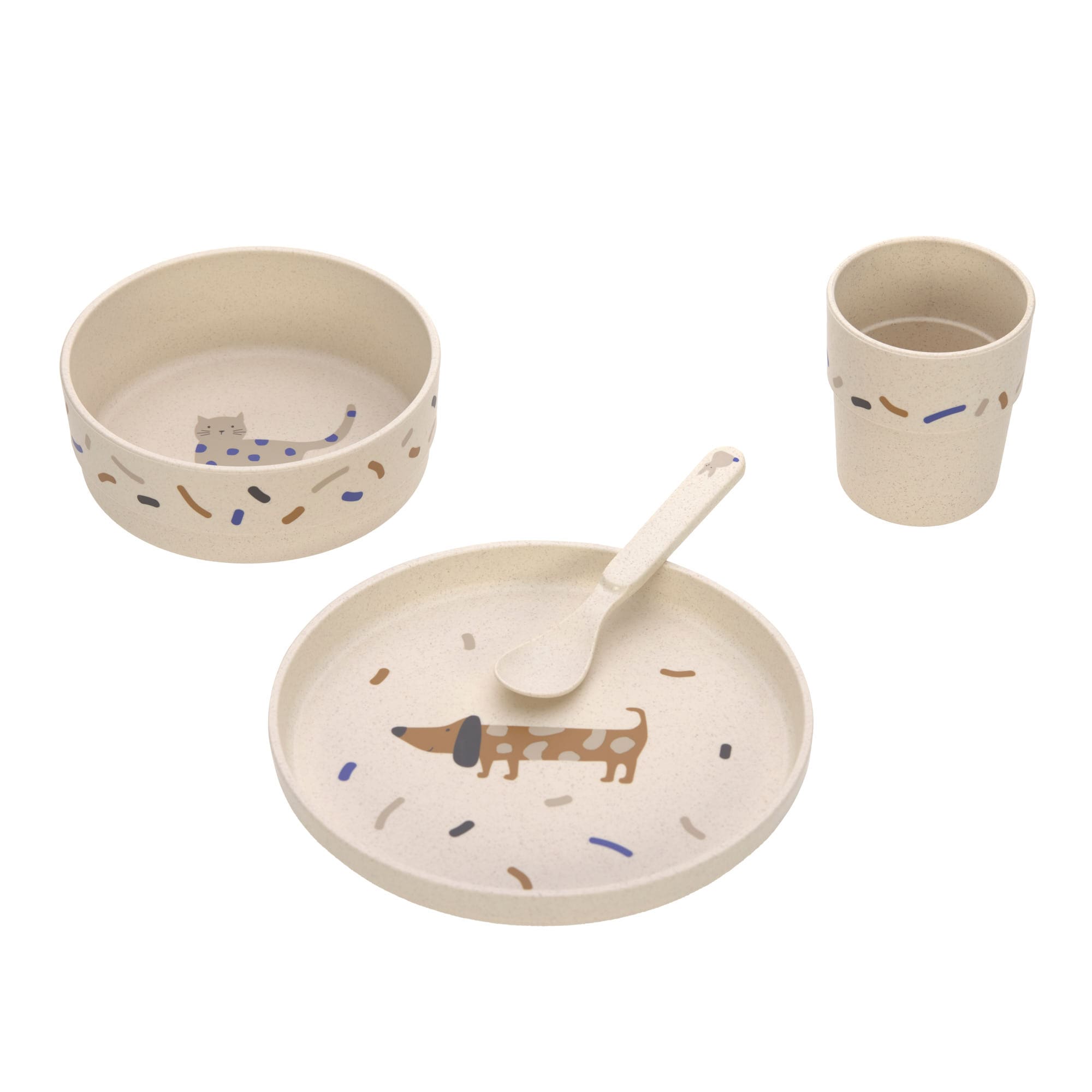 Kindergeschirr Set (Teller - Schüssel - Becher - Löffel)