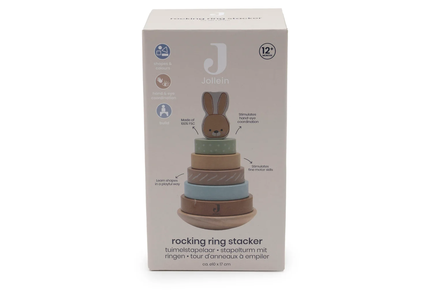 Jollein Holz-Stapelturm mit Ringen Bunny Luz