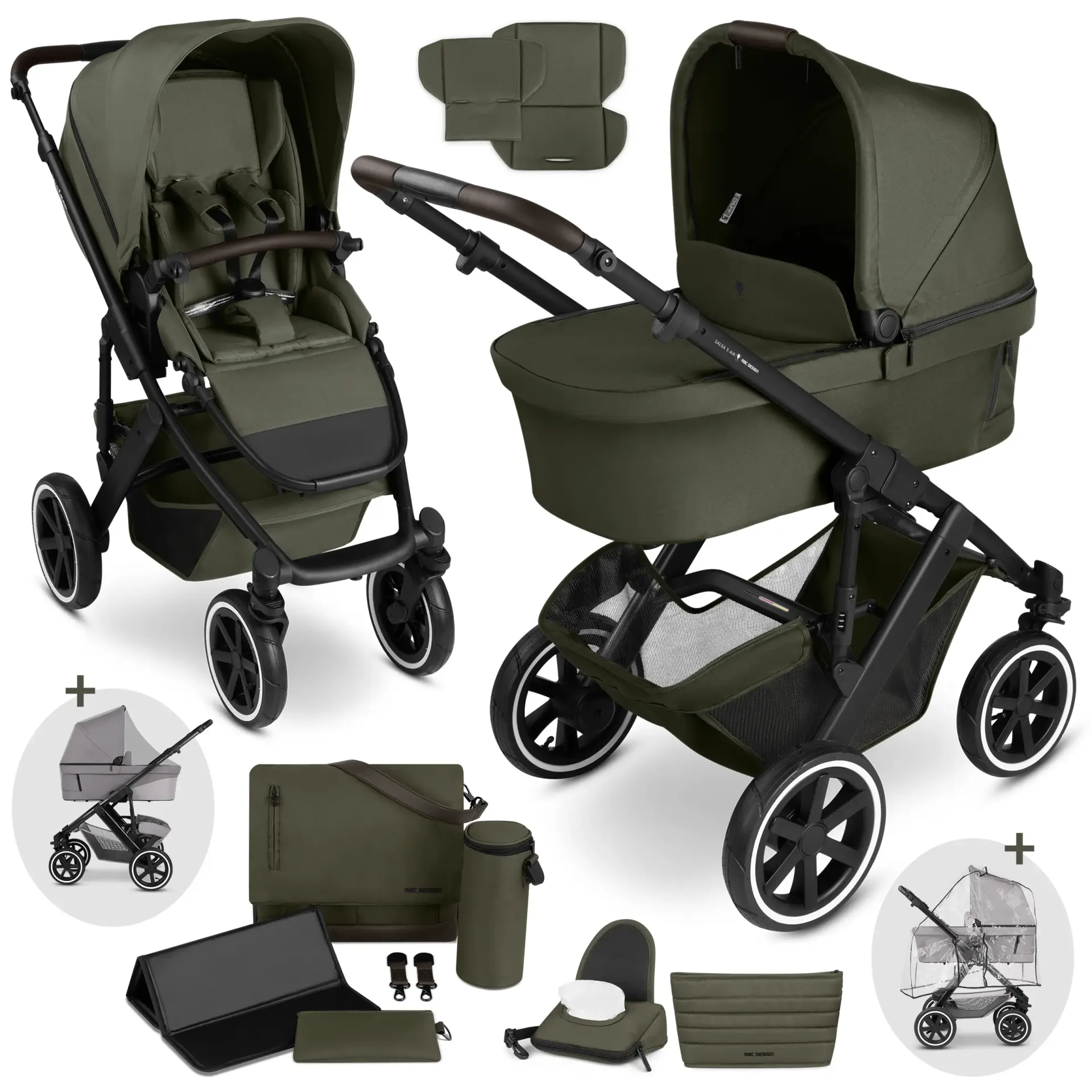 ABC Design Salsa 5 Air Avocado inkl. Wickeltasche, Moskitonetz und Regenschutz