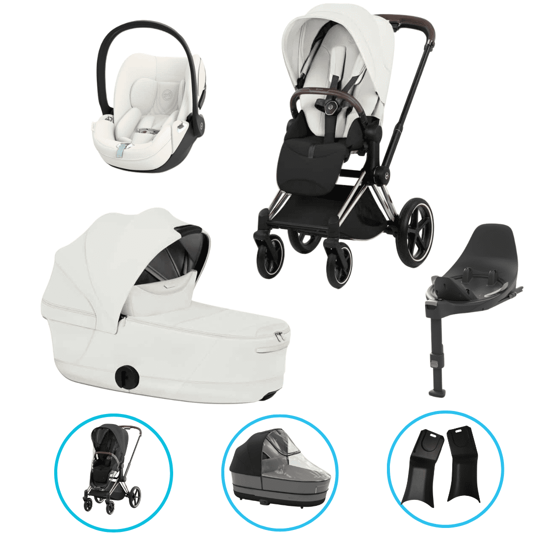  Cybex Priam Style Kinderwagen Set 7in1 Rosegold / Off White inkl. Cloud T Plus Off White und Base T