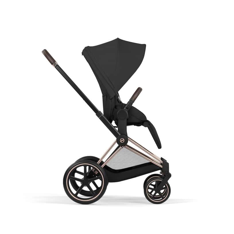 Cybex Priam Komfort Kinderwagen Set 4in1 Rosegold / Sepia Black inkl. Cloud T Plus Sepia Black und Base T