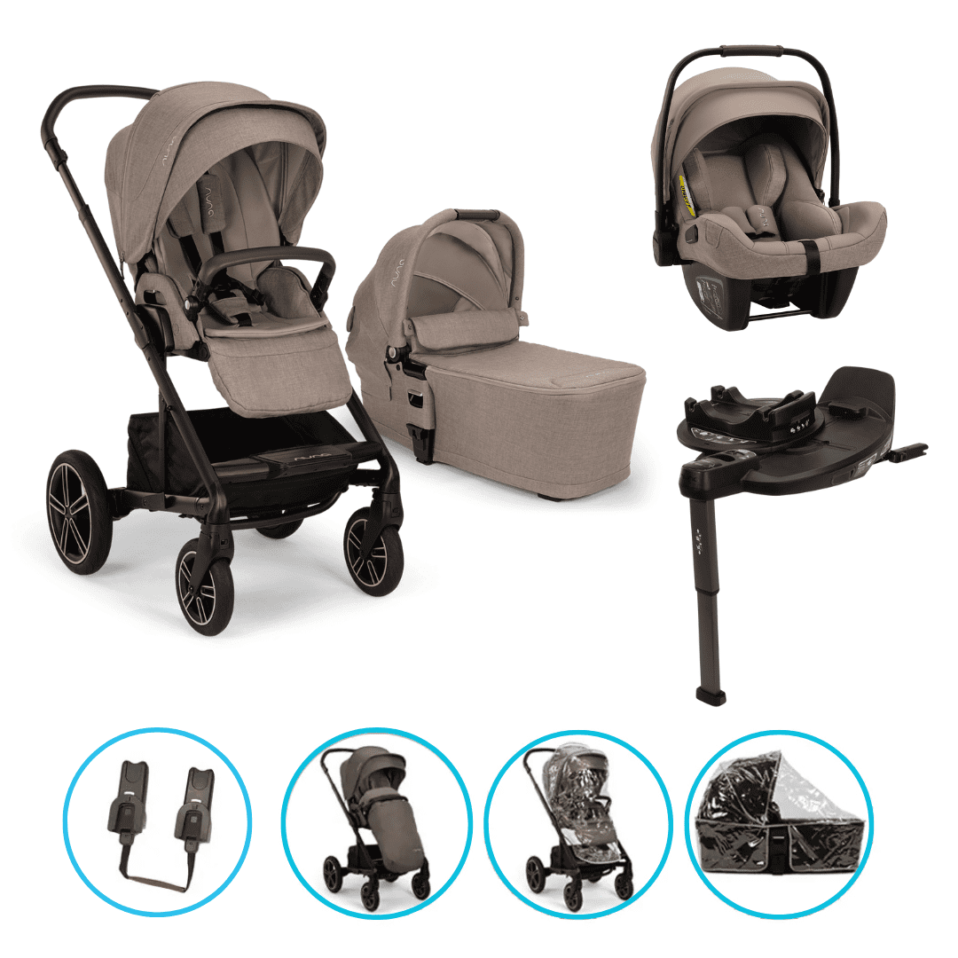 Nuna MIXX next 4in1 Kinderwagen Set Cedar inkl. Pipa Next Cedar, Base Curv und gratis Zubehör 