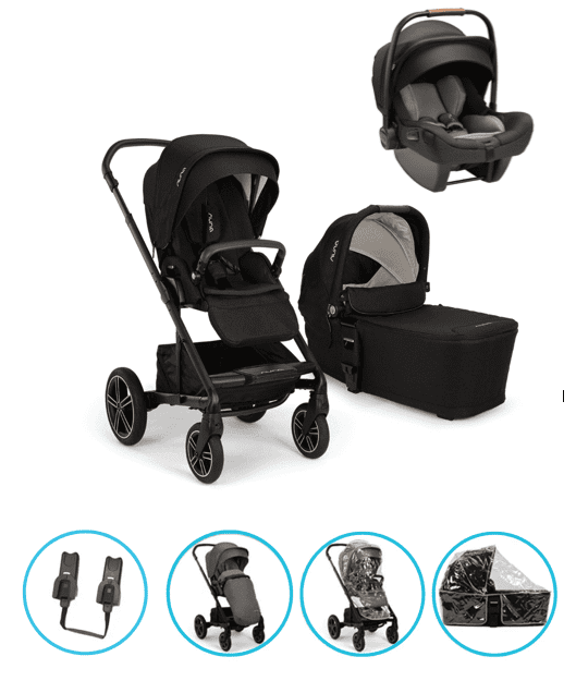 Nuna MIXX next 3in1 Kinderwagen Set Caviar inkl. Pipa Next Caviar und gratis Zubehör 
