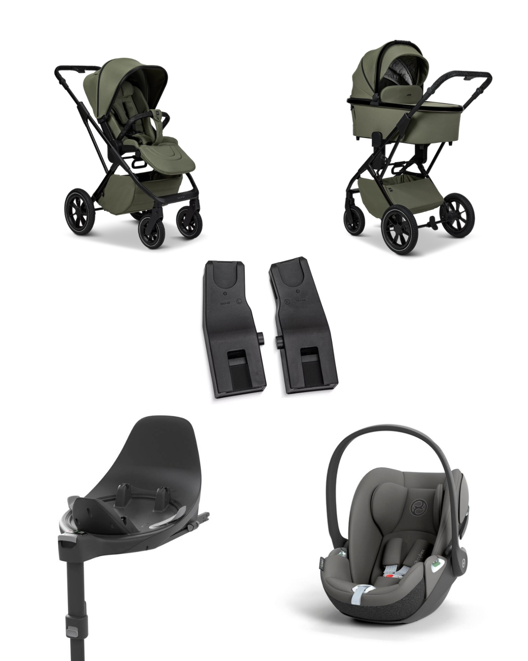 Moon PIU 2025 4in1 Set inkl. Cybex Cloud T i-Size mit Base T und Moon PIU Adapter Moos/Mirage Grey