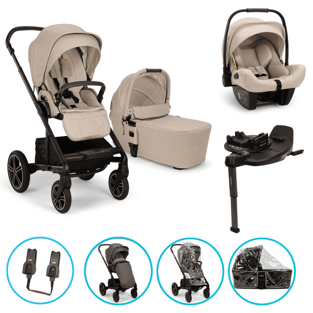 Nuna MIXX next 4in1 Kinderwagen Set Biscotti inkl. Pipa Next Biscotti, Base Curv und gratis Zubehör 