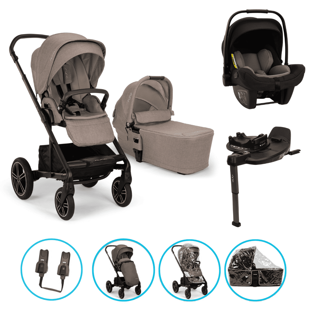Nuna MIXX next 4in1 Kinderwagen Set Cedar inkl. Pipa Next Cedar, Base Curv und gratis Zubehör 