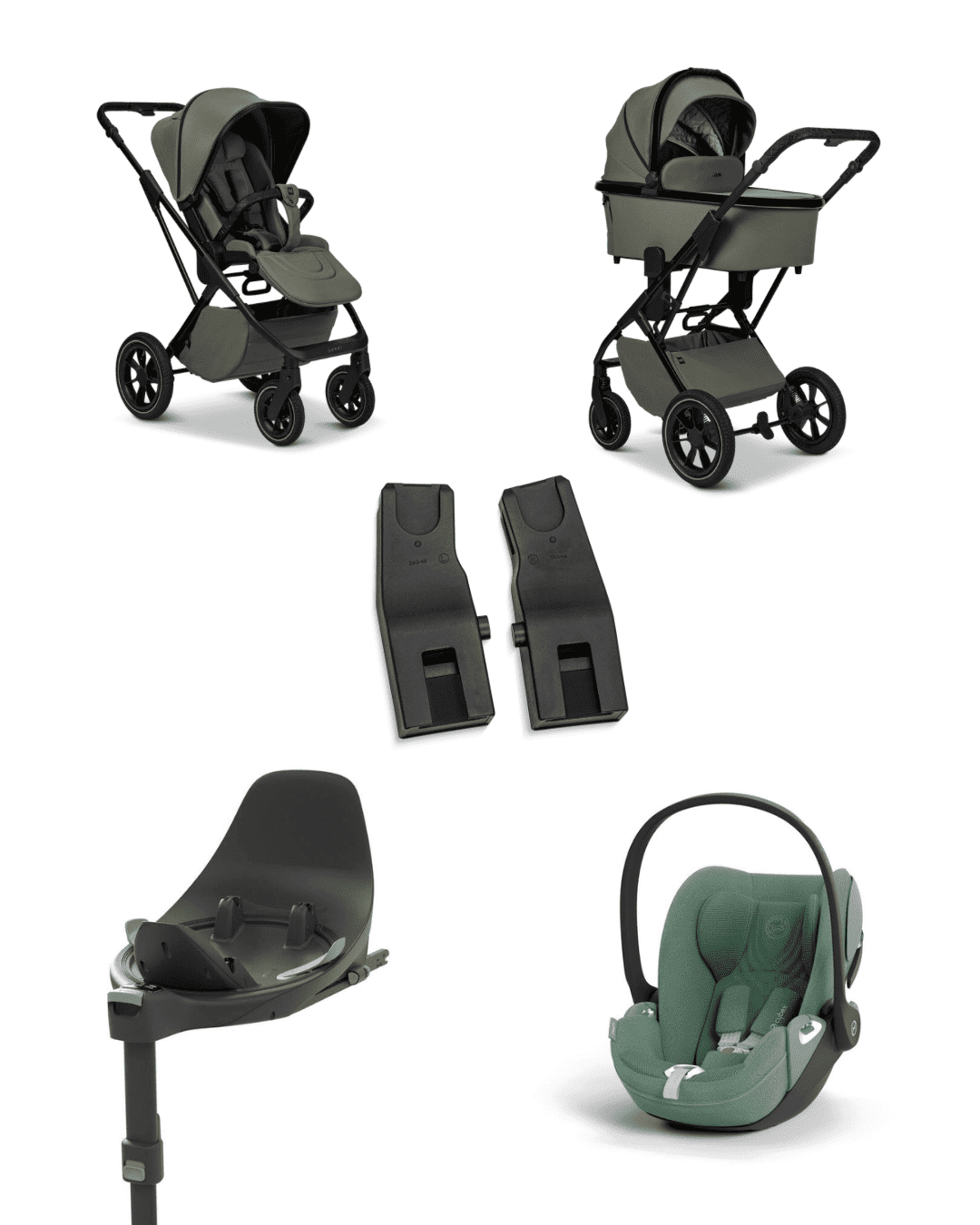 Moon PIU 2025 4in1 Set inkl. Cybex Cloud T plus i-Size mit Base T und Moon PIU Adapter Moos/Leaf Green