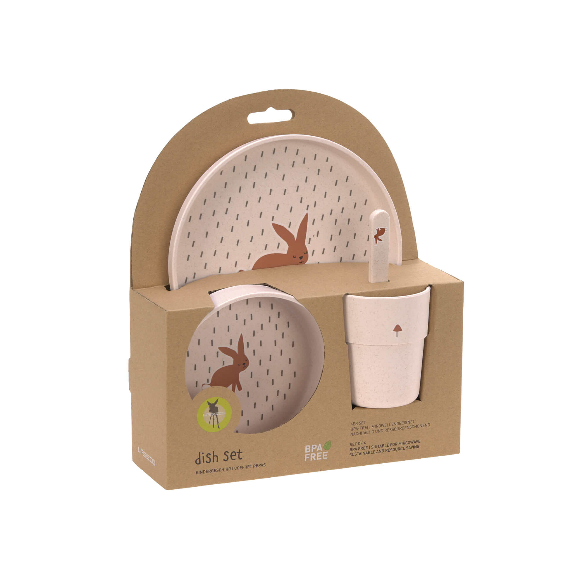Lässig Kindergeschirr Set (Teller - Schüssel - Becher - Löffel) - Little Forest Rabbit