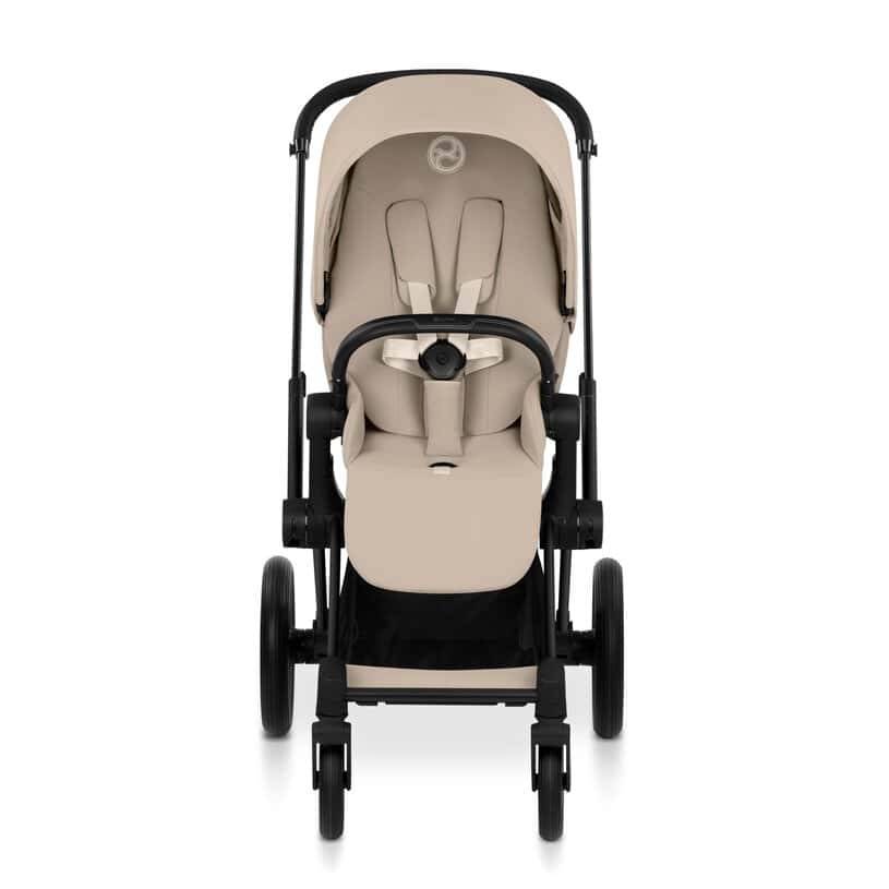 Cybex Priam Komfort Kinderwagen Set 4in1 Matt Black / Cozy Beige inkl. Cloud T Plus Cozy Beige und Base T