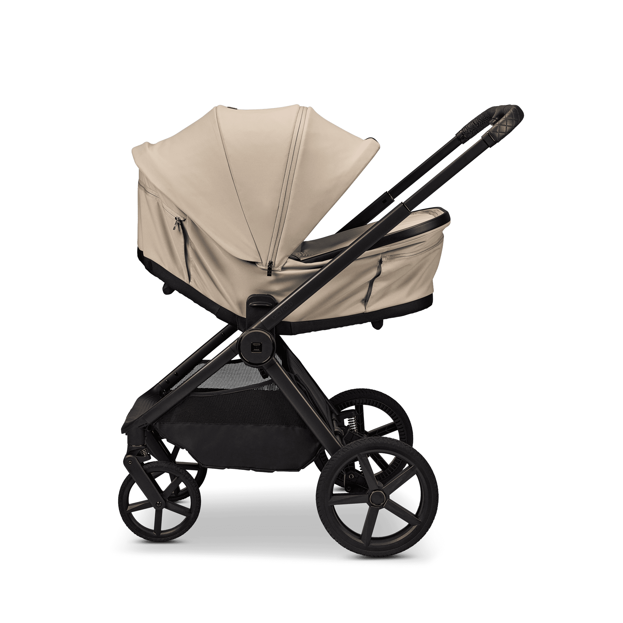 Moon GIO Fold Kombikinderwagen Sand mit Luftreifen inkl. GRATIS Sonnensegel, Regenverdeck und Mückennetz