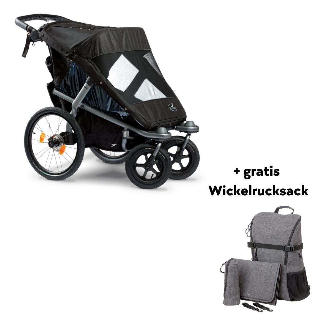 TFK Velo 2 Fahrradanhänger/ Kinderwagen + Deichsel inkl. gratis Wickelrucksack