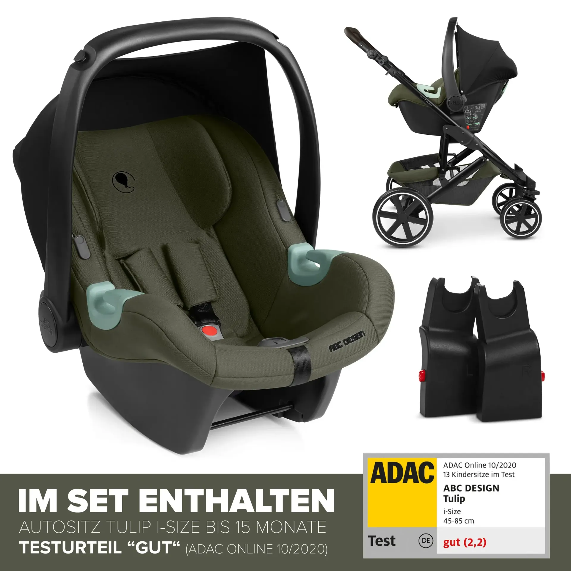 ABC Design Sierra 3in1 Kinderwagen-Set Pea