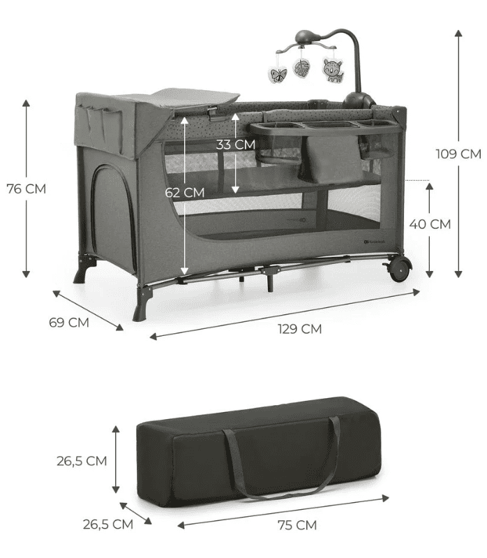 Kinderkraft 3in1 Reisebett JOY 2 dunkelgrau mit Accessoirs Kinderkraft 3in1 Reisebett JOY 2 dunkelgrau mit Accessoirs